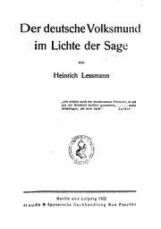 Cover of: Der deutsche Volksmund im Lichte der Sage