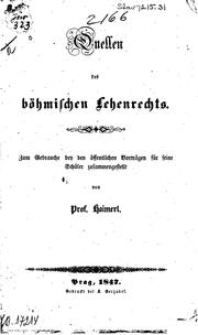 Cover of: Quellen des böhmischen Lehenrechts by Franz Xaver Haimerl