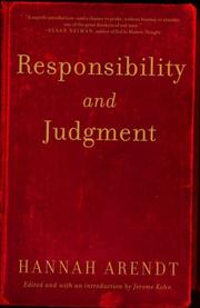 Cover of: Responsibility and Judgment by Hannah Arendt