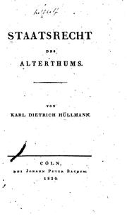 Cover of: Staatsrecht des alterthums.