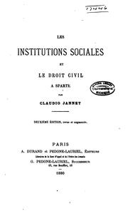 Cover of: Les institutions sociales et le droit civil à Sparte