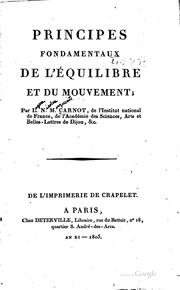 Cover of: Principes fondamentaux de l'équilibre et du mouvement by Lazare Carnot