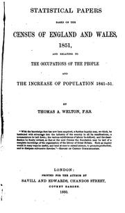 Cover of: Statistical papers based on the census of England and Wales, 1851 by Thomas Abercrombie Welton