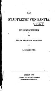 Cover of: Das Stadtrecht von Bantia. by Adolf Kirchhoff