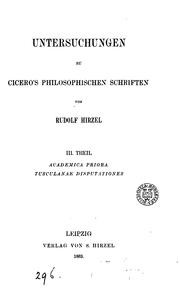 Cover of: Untersuchungen zu Cicero's philosophischen Schriften by Rudolf Hirzel