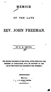 Cover of: Memoir of the late Rev. John Freeman