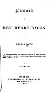 Memoir of Rev. Henry Bacon by Eliza Ann Munroe Bacon