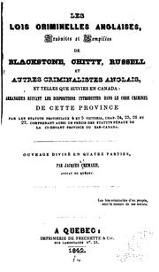 Cover of: Les lois criminelles anglaises by Jacques Crémazie