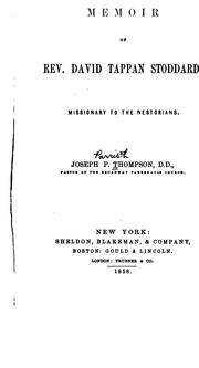 Cover of: Memoirs of Rev. David Tappan Stoddard by Thompson, Joseph Parrish