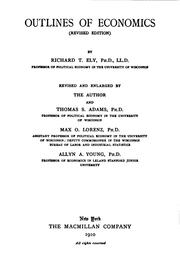 Cover of: Outlines of economics by Richard Theodore Ely