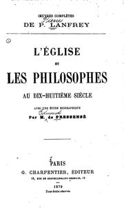 Cover of: L' eglise et les philosophes au dix-huitième siècle by Pierre Lanfrey