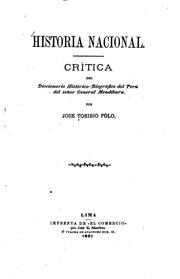 Cover of: Historia nacional.: Crítica del Diccionario histórico-biográfico del Perú del señor general Mendiburu.