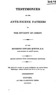 Cover of: Testimonies of the ante-Nicene fathers to the divinity of Christ.