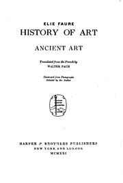 Cover of: History of art ... by Élie Faure