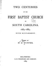 Cover of: Two centuries of the First Baptist Church of South Carolina, 1683-1883.: With supplement.