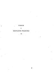 Cover of: Poesie di Giovanni Pascoli