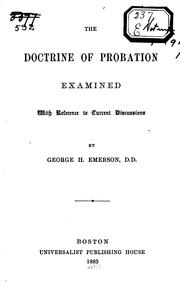 Cover of: The doctrine of probation examined: with reference to current discussions.