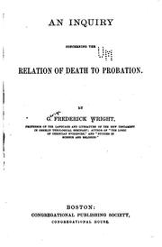 Cover of: An inquiry concerning the relation of death to probation.