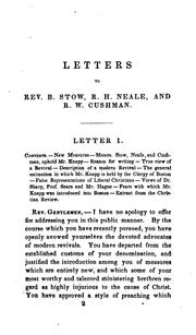 Cover of: Letters to Rev. B. Stow, R. H. Neale, and R. W. Cushman, on modern revivals