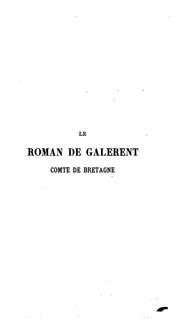 Cover of: Le roman de Galerent, comte de Bretagne by Renart, Jean