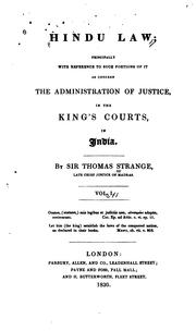 Cover of: Hindu law by Thomas Andrew Lumisden Strange