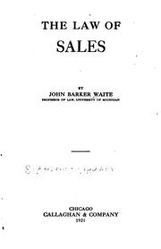 Cover of: The law of sales