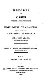 Cover of: Reports of cases argued and determined in the High court of chancery by Great Britain. Court of Chancery., Great Britain. Court of Chancery.