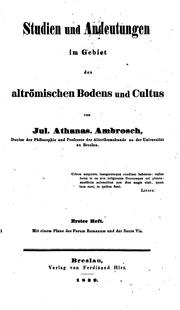 Cover of: Studien und Andeutungen im Gebiet des altrömischen Bodens und Cultus