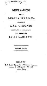 Cover of: Osservazioni della lingua italiana raccolte dal Cinonio: [pseud.]