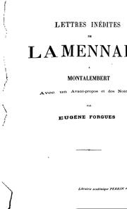 Cover of: Lettres inédites de Lamennais à Montalembert