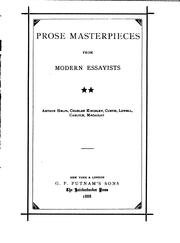 Cover of: Prose masterpieces from modern essayists ... by 