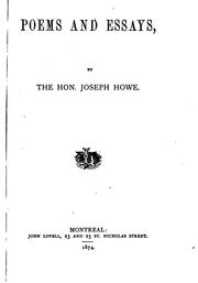 Cover of: Poems and essays by Joseph Howe