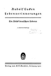 Cover of: Lebenserinnerungen: ein stück deutschen lebens.