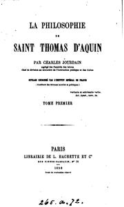 Cover of: La philosophie de saint Thomas d'Aquin