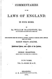 Cover of: Commentaries on the laws of England by Sir William Blackstone