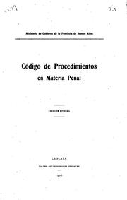 Cover of: Código de procedimientos en materia penal.