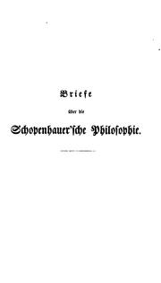 Cover of: Briefe über die Schopenhauer'sche Philosophie. by Julius Frauenstädt