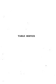 Cover of: Table service.