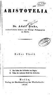 Cover of: Aristotelia by Adolf Wilhelm Theodor Stahr