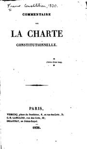 Cover of: Commentaire sur la Charte constitutionnelle ...
