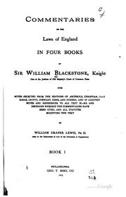 Cover of: Commentaries on the laws of England by Sir William Blackstone