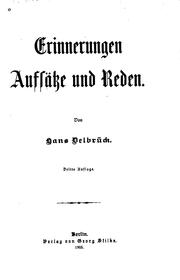 Cover of: Erinnerungen, aufsätze und reden. by Hans Delbrück