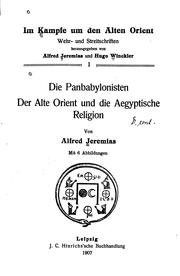 Cover of: Die panbabylonisten by Alfred Jeremias