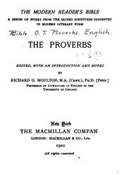 Cover of: The Proverbs by edited, with an introduction and notes, by Richard G. Moulton ...