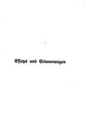 Cover of: Essays und Erinnerungen