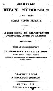 Cover of: Scriptores rereum mythicarum latini tres Romae nuper reperti.