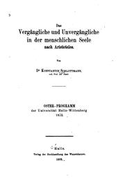 Cover of: Das vergängliche und unvergängliche in der menschlichen Seele nach Aristoteles.