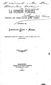 Cover of: La opinión pública: drama en tres actos y en verso