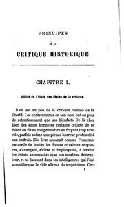 Cover of: Principes de la critique historique