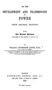 Cover of: On the development and transmission of power: from central stations